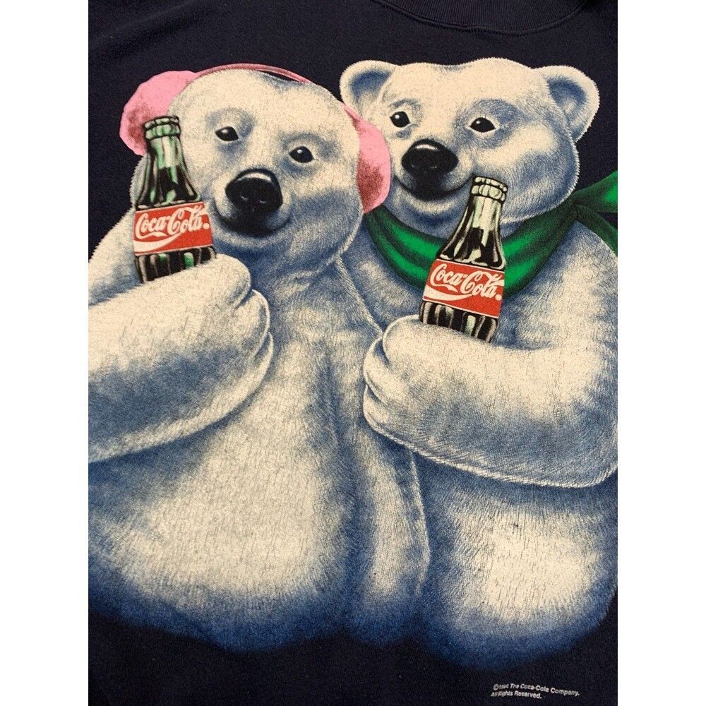 Vintage Coca-Cola Polar Bear Sweatshirt Adult XL 1994 Dual Graphic Holiday 90s